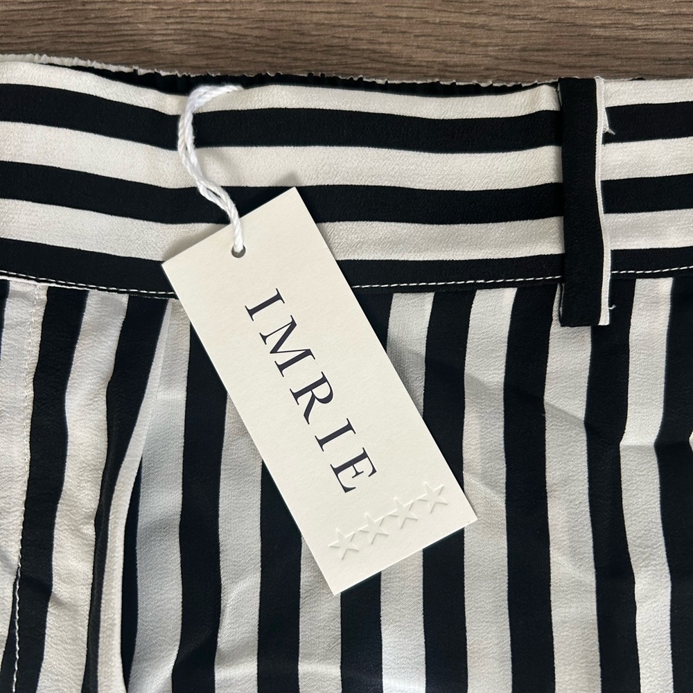 NWT IMRIE Black and White Striped Pants 100% Silk Size XS - Picture 2 of 10